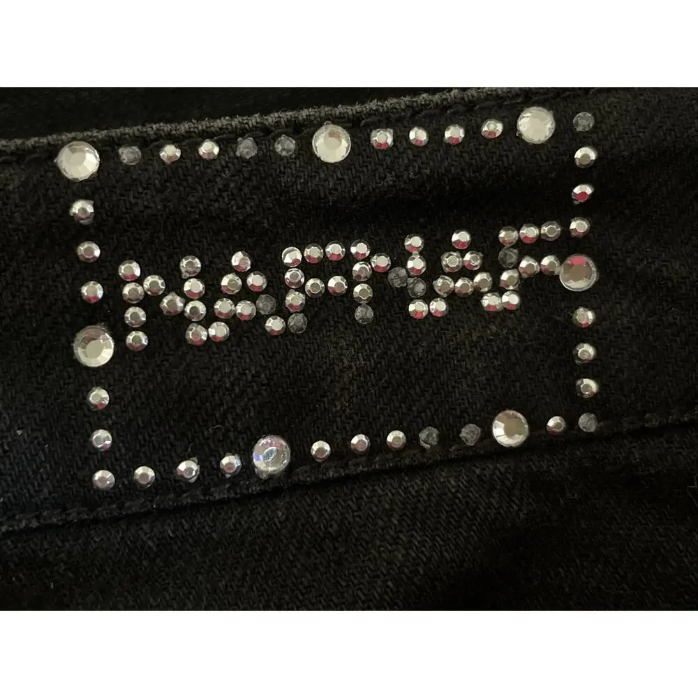 Vintage 90s Naf Naf Jeans Size 29x33 Rare Black bedazzled